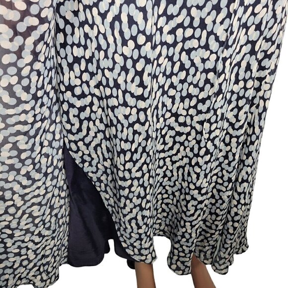 Banana Republic Women's 100% Silk Midi Length Faux Wrap Polka Dot Dress Size 16 - Picture 5 of 12